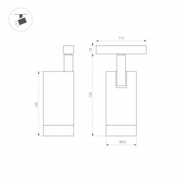 Трековый светодиодный светильник для магнитного шинопровода Arlight Mag-Orient-Spot-R45-12W Day4000 033625