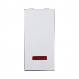 Выключатель LK Studio с индикатором 45х22,5мм (схема 1L) 16 A, 250 B (серебристый металлик) LK45 850303-1