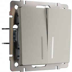 Выключатель двухклавишный проходной с подсветкой (дымчатый) W1222104/ a069459