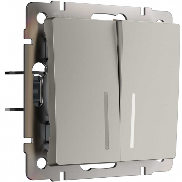 Выключатель двухклавишный проходной с подсветкой (дымчатый) W1222104/ a069459