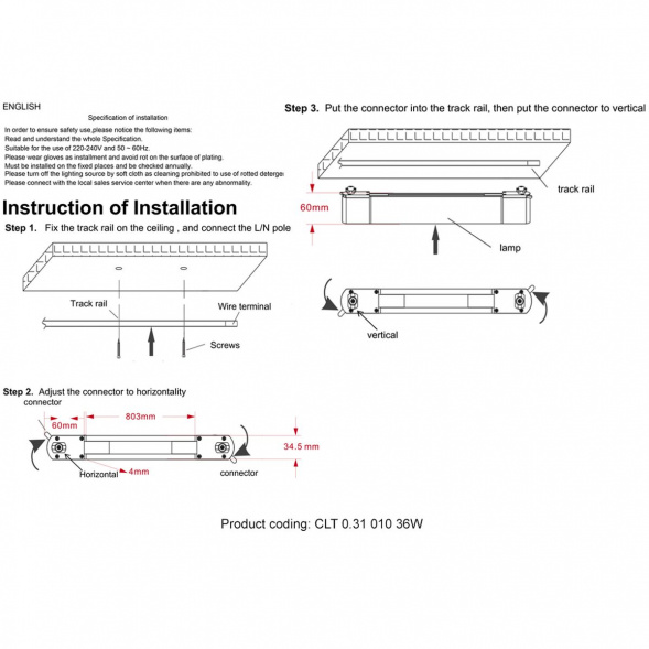 Трековый светодиодный светильник Crystal Lux CLT 0.31 010 36W BL T4000K
