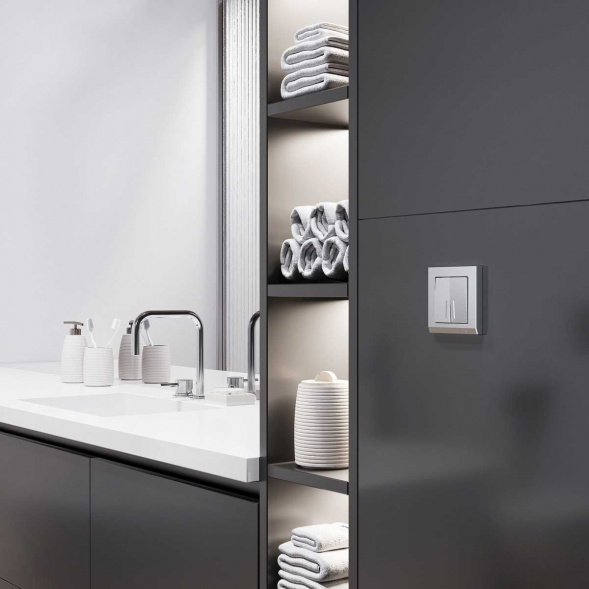 Выключатель двухклавишный с подсветкой Werkel серебряный матовый W1120165 4690389195532