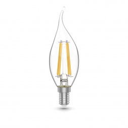 Лампа светодиодная филаментная Gauss E14 4,5W 4100К прозрачная 1041125