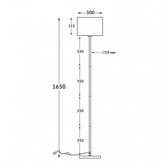 Торшер Uniel UML-T521 E27 Black/Black UL-00012407