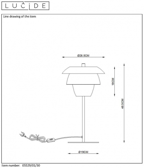 Настольная лампа Lucide Jericho 05529/01/30
