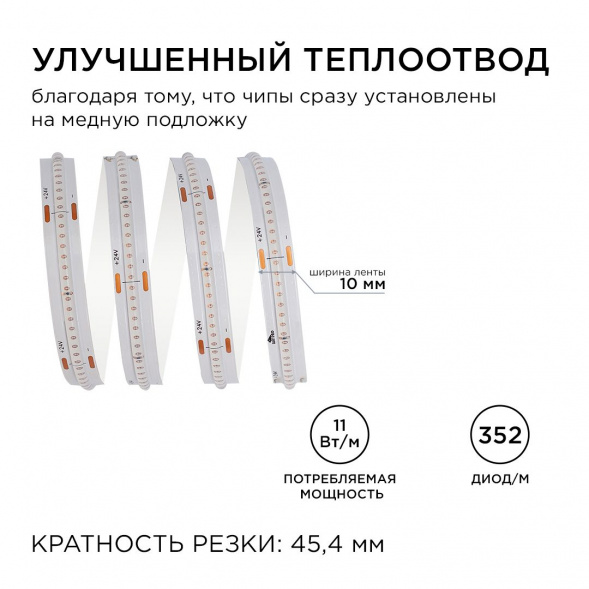 Светодиодная лента Apeyron 11W/m 352LED/m COB синий 3M 188ОО