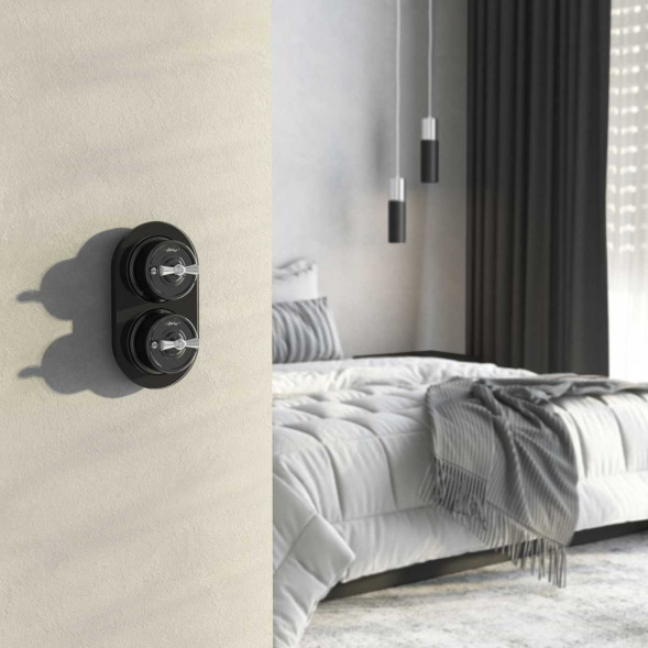 Переключатель-выключатель Werkel одноклавишный Retro черный W5612008 4690389166716