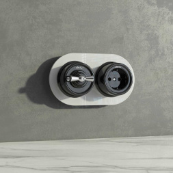 Переключатель-выключатель Werkel одноклавишный Retro черный W5612008 4690389166716