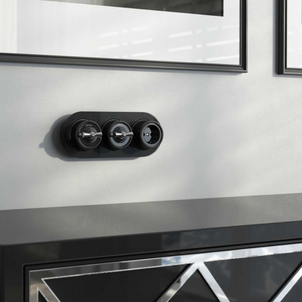 Переключатель-выключатель Werkel одноклавишный Retro черный W5612008 4690389166716