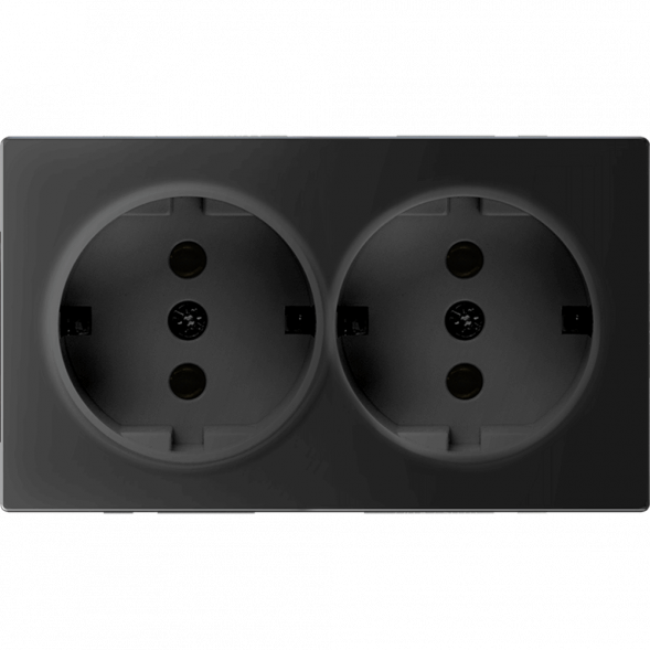 Розетка Werkel двойная с заземлением черный матовый W1172008 4690389156922