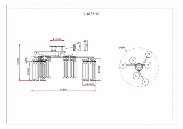 Потолочная люстра Moderli Everly V10753-6C