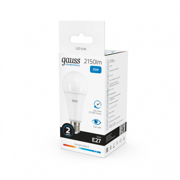 Лампа светодиодная Gauss E27 25W 6500K матовая 73235
