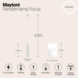 Подвесной светильник Maytoni Technical Focus P075PL-01W