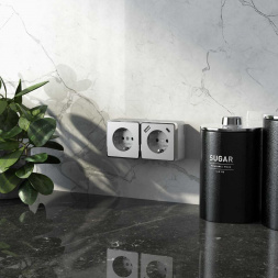 Розетка с заземлением, шторками и USB тип A+C Werkel Gallant серебряный W5071706 4690389179624