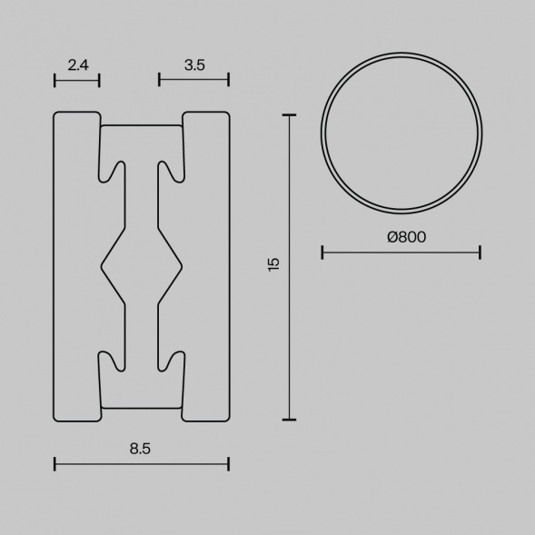 Шинопровод Maytoni Technical Flarity Busbar TRX154-R-D800-BS