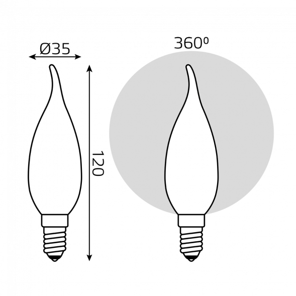 Лампа светодиодная филаментная Gauss E14 9W 4100К матовая 104201209