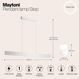 Подвесной светодиодный светильник Maytoni Step P010PL-L30W4K