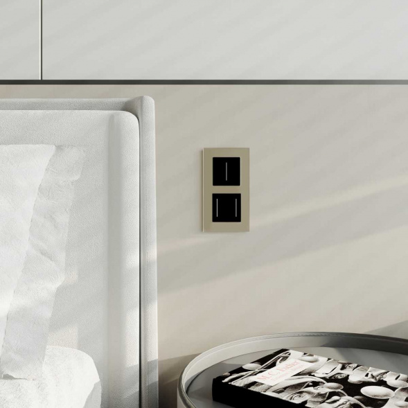 Сенсорный выключатель двухклавишный Werkel с подсветкой черный W4522008 4690389198052