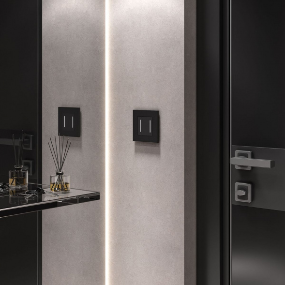 Сенсорный выключатель двухклавишный Werkel с подсветкой черный W4522008 4690389198052