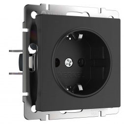 Розетка Werkel с заземлением и шторками черный матовый W1171108 4690389156885