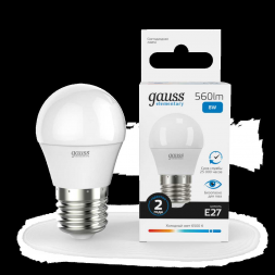 Лампа светодиодная Gauss E27 8W 6500K матовая 53238