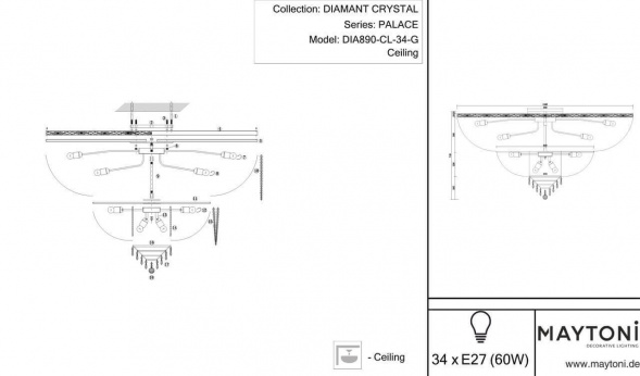 Потолочная люстра Maytoni Palace DIA890-CL-34-G