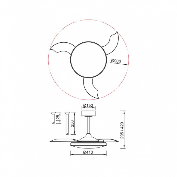 Люстра-вентилятор Mantra SLIM FAN mini 9009