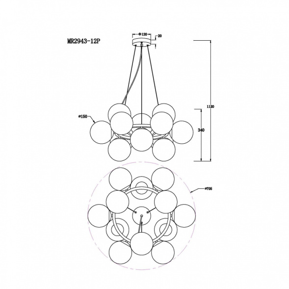 Подвесная люстра MyFar Aerton MR2943-12P