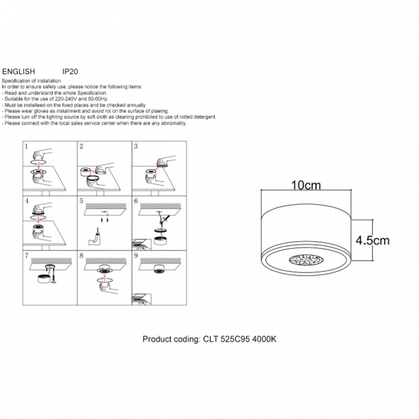 Потолочный светодиодный светильник Crystal Lux CLT 525C95 WH 4000K