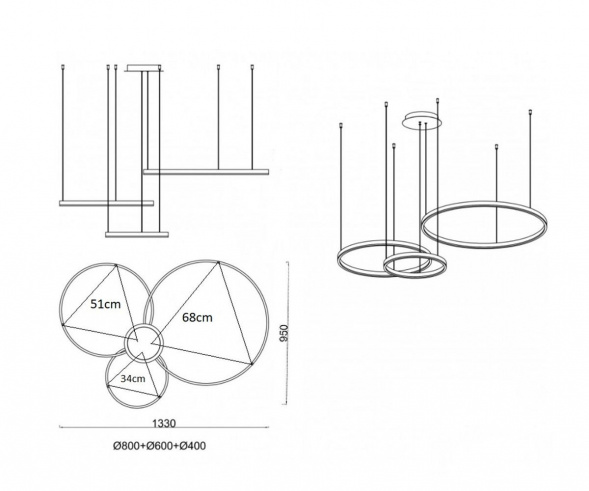 Подвесная светодиодная люстра Kink Light Лаура 08246,36PA(4000K)