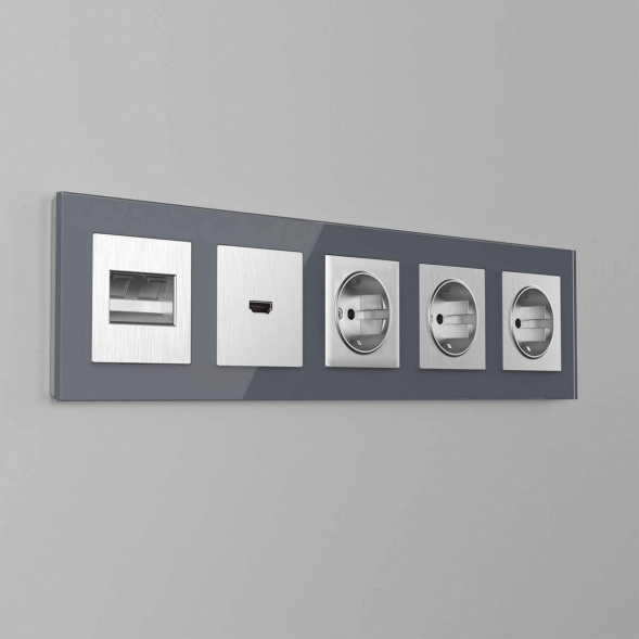 Накладка для двойной розетки Werkel Еthernet RJ-45 серебряный рифленый W1191109 4690389159947