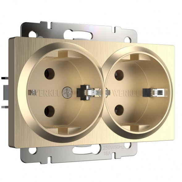 Розетка двойная Werkel шампань рифленый W1172010 4690389160585