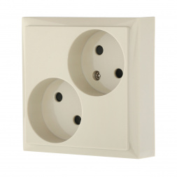 Розетка LK Studio двойная без з/к, со шторками (бежевый) LK60 863601-1
