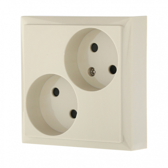 Розетка LK Studio двойная без з/к, со шторками (бежевый) LK60 863601-1