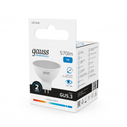 Лампа светодиодная Gauss GU5.3 7W 6500K матовая 13537