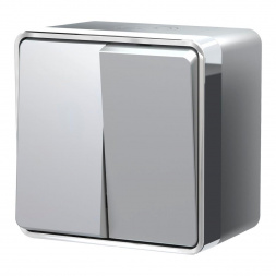 Выключатель двухклавишный влагозащищенный Werkel Gallant серебряный W5020206 4690389167133