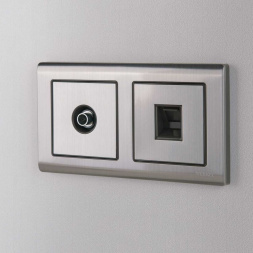 Лицевая панель Werkel розетки RJ45 и RJ11 глянцевый никель WL02-RJ-CP 4690389100406