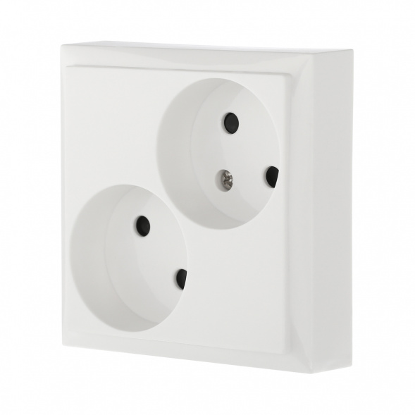 Розетка LK Studio двойная без з/к, со шторками (белый) LK60 863604-1
