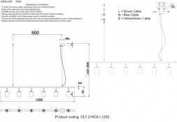 Подвесная люстра Crystal Lux CLT 015C6 L1200 BL-GO