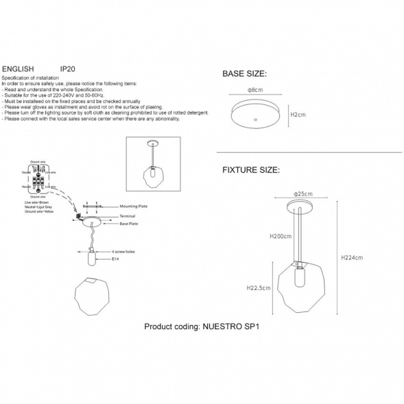 Подвесной светильник Crystal Lux NUESTRO SP1 CHROME/SMOKE