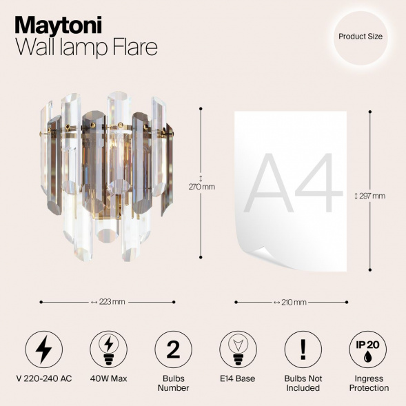 Настенный светильник Maytoni Flare DIA200WL-02G