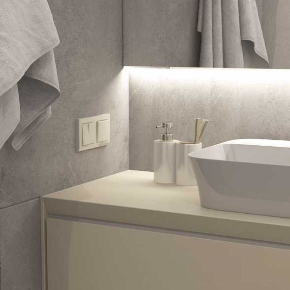 Выключатель двухклавишный проходной Werkel айвори матовый W1122062 4690389184697