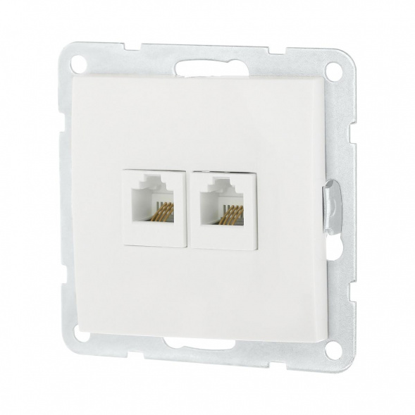 Розетка LK Studio компьютерная 2хRJ-45 кат. 5е с накладкой (белый) LK60 866204-1