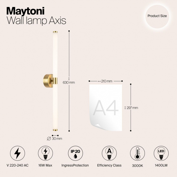 Подсветка для зеркал Maytoni Axis MOD106WL-L16G3K