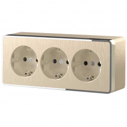 Розетка тройная с/з со шторками Werkel Gallant шампань рифленый W5073110 4690389163883