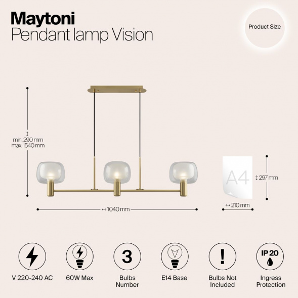 Подвесная люстра Maytoni Vision MOD411PL-03G