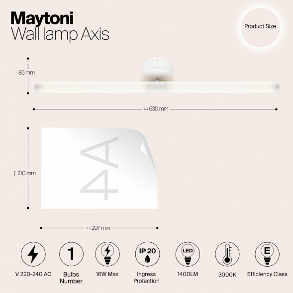 Подсветка для зеркал Maytoni Axis MOD106WL-L16W3K