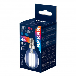 Лампа светодиодная Uniel E14 4W 4000K прозрачная LED-G45-4W/4000K/E14/CL GLY01TR UL-00011939