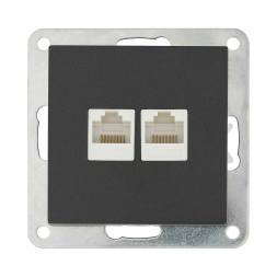 Розетка LK Studio компьютерная 2хRJ-45 кат. 5е с накладкой (черный бархат) LK80 846208-1