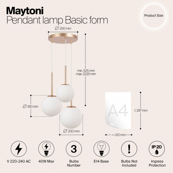 Подвесной светильник Maytoni Basic form MOD321PL-03G1